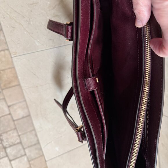 Dark Red Leather Tory Burch Robinson Tote - Picture 7 of 8